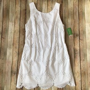 Lilly Pulitzer White Eyelet Shell-Pattern Sleeveless Dress